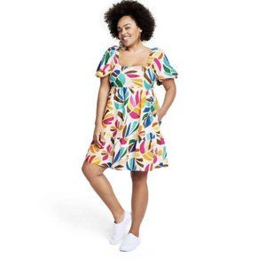 Tabitha Brown for Target Botanical Puff Sleeve Linen Blend Dress - Medium